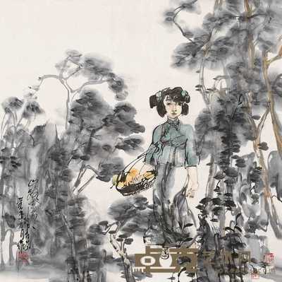 胡寿荣 2003年作 山路湾湾 镜心 66×66cm